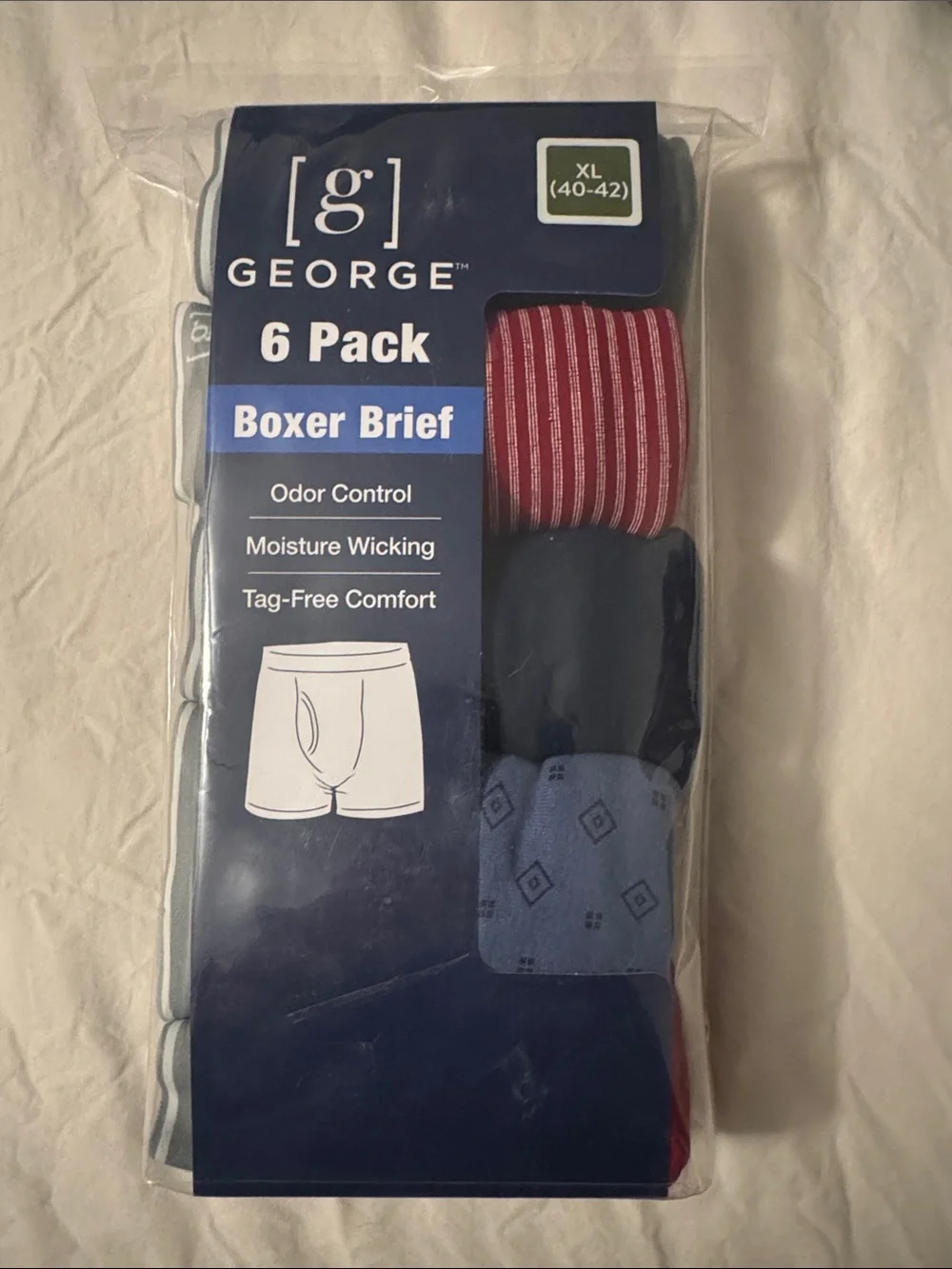 George 6-Pack Boxer Briefs Odor Control Moisture Wicking Tag-Free Comfort
